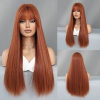 Women's Elegant Multicolor Casual High Temperature Wire Bangs Long Straight Hair Wig Net sku image 5