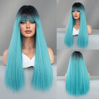 Women's Elegant Multicolor Casual High Temperature Wire Bangs Long Straight Hair Wig Net sku image 10
