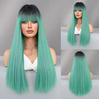 Women's Elegant Multicolor Casual High Temperature Wire Bangs Long Straight Hair Wig Net sku image 9