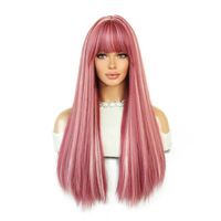 Women's Elegant Multicolor Casual High Temperature Wire Bangs Long Straight Hair Wig Net main image 3