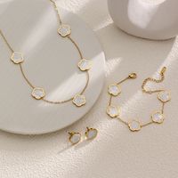 Casual Simple Style Flower Stainless Steel Plating Inlay Shell Gold Plated Bracelets Necklace main image 6