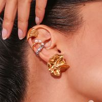 1 Pair Simple Style Commute Solid Color Plating Stainless Steel Gold Plated Ear Studs main image 5