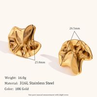 1 Pair Simple Style Commute Solid Color Plating Stainless Steel Gold Plated Ear Studs main image 2