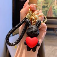 Cartoon Style Animal Heart Shape Resin Unisex Bag Pendant Keychain sku image 3