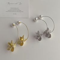 1 Piece Vintage Style Flower Plating Inlay Copper Artificial Pearls 14k Gold Plated Ear Hanging main image 1