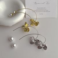 1 Stück Vintage-stil Blume Überzug Inlay Kupfer Künstliche Perlen 14 Karat Vergoldet Ohr Hängen main image 4