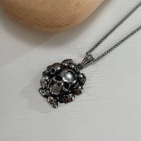 Stainless Steel Hip-Hop Vintage Style Skull No Inlay Pendant Necklace main image 4