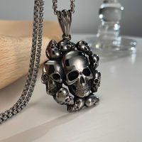 Stainless Steel Hip-Hop Vintage Style Skull No Inlay Pendant Necklace main image 5