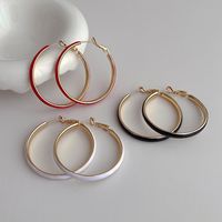 1 Piece Vintage Style Simple Style Solid Color Enamel Plating Hollow Out Copper 18k Gold Plated Hoop Earrings main image 7
