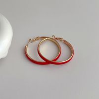 1 Piece Vintage Style Simple Style Solid Color Enamel Plating Hollow Out Copper 18k Gold Plated Hoop Earrings main image 4
