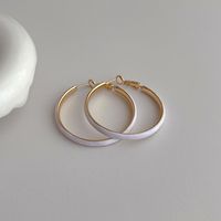 1 Piece Vintage Style Simple Style Solid Color Enamel Plating Hollow Out Copper 18k Gold Plated Hoop Earrings main image 5