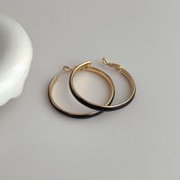 1 Piece Vintage Style Simple Style Solid Color Enamel Plating Hollow Out Copper 18k Gold Plated Hoop Earrings main image 6