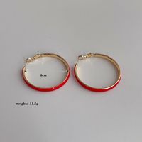 1 Piece Vintage Style Simple Style Solid Color Enamel Plating Hollow Out Copper 18k Gold Plated Hoop Earrings main image 2