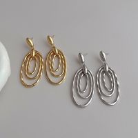 1 Piece Simple Style Oval Plating Copper 18k Gold Plated White Gold Plated Drop Earrings main image 5