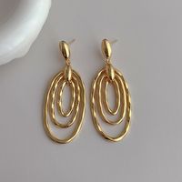 1 Piece Simple Style Oval Plating Copper 18k Gold Plated White Gold Plated Drop Earrings main image 4