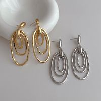 1 Piece Simple Style Oval Plating Copper 18k Gold Plated White Gold Plated Drop Earrings main image 1