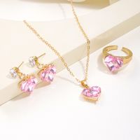 Elegant Cute Heart Shape Alloy Plating Inlay Zircon Women's Jewelry Set main image 3