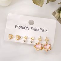 1 Set Ig Style Cute Star Heart Shape Plating Hollow Out Inlay Alloy Drop Earrings main image 4