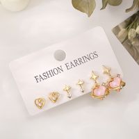 1 Set Ig Style Cute Star Heart Shape Plating Hollow Out Inlay Alloy Drop Earrings main image 5