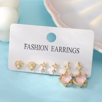 1 Set Ig Style Cute Star Heart Shape Plating Hollow Out Inlay Alloy Drop Earrings main image 1
