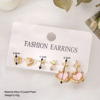 1 Set Ig Style Cute Star Heart Shape Plating Hollow Out Inlay Alloy Drop Earrings main image 2