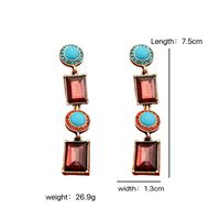 1 Pair Vintage Style Round Color Block Square Alloy Drop Earrings main image 2