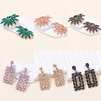 1 Pair Vacation Simple Style Wings Rectangle Plating Inlay Alloy Rhinestones Gold Plated Ear Studs main image 1