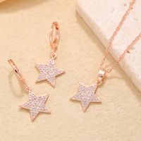 304 Stainless Steel Copper K Gold Plated Rhodium Plated Hip-Hop Simple Style Plating Inlay Pentagram Zircon Jewelry Set main image 4