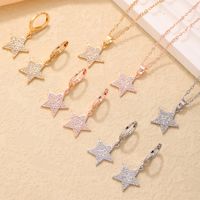304 Stainless Steel Copper K Gold Plated Rhodium Plated Hip-Hop Simple Style Plating Inlay Pentagram Zircon Jewelry Set main image 9