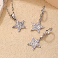 304 Stainless Steel Copper K Gold Plated Rhodium Plated Hip-Hop Simple Style Plating Inlay Pentagram Zircon Jewelry Set main image 8