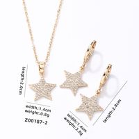 304 Stainless Steel Copper K Gold Plated Rhodium Plated Hip-Hop Simple Style Plating Inlay Pentagram Zircon Jewelry Set sku image 7
