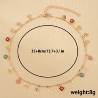 Wholesale Jewelry Cute Pastoral Simple Style Heart Shape Flower Aluminium Alloy Rhinestones Gold Plated Necklace main image 9