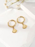 1 Pair Simple Style Shell 304 Stainless Steel 14K Gold Plated Drop Earrings main image 5