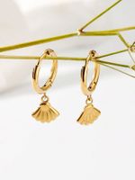 1 Pair Simple Style Shell 304 Stainless Steel 14K Gold Plated Drop Earrings main image 4