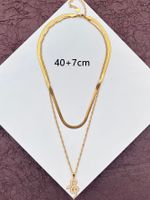 304 Stainless Steel 14K Gold Plated IG Style Plating Inlay Snake Zircon Double Layer Necklaces main image 2