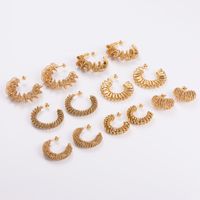 1 Pair Retro Exaggerated Solid Color Plating 304 Stainless Steel 18K Gold Plated Ear Studs main image 4