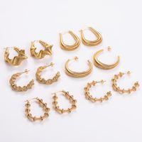 1 Pair Retro Exaggerated Solid Color Plating 304 Stainless Steel 18K Gold Plated Ear Studs main image 3