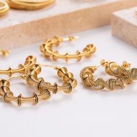 1 Pair Retro Exaggerated Solid Color Plating 304 Stainless Steel 18K Gold Plated Ear Studs main image 5