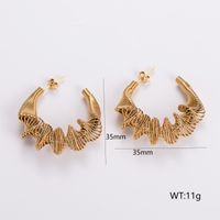 1 Pair Retro Exaggerated Solid Color Plating 304 Stainless Steel 18K Gold Plated Ear Studs main image 6