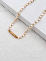 Edelstahl 304 Süßwasserperle 14 Karat Vergoldet Elegant Einfacher Stil Perlen Überzug Runden Halskette main image 1