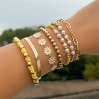 Hawaiian Vacation Beach Irregular Round Flower Ccb Imitation Pearl Soft Clay Beaded Plating Women's Bracelets sku image 1