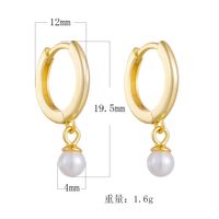1 Pair Ig Style Simple Style Solid Color Plating Inlay Sterling Silver Pearl 14k Gold Plated Rhodium Plated Hoop Earrings main image 2