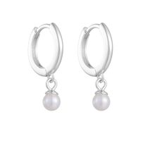 1 Pair Ig Style Simple Style Solid Color Plating Inlay Sterling Silver Pearl 14k Gold Plated Rhodium Plated Hoop Earrings main image 6
