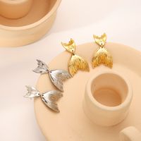 1 Pair Vintage Style Fish Tail Plating 304 Stainless Steel 18K Gold Plated Drop Earrings main image 4