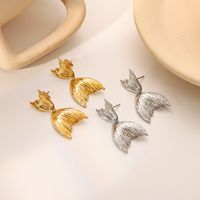 1 Pair Vintage Style Fish Tail Plating 304 Stainless Steel 18K Gold Plated Drop Earrings main image 5