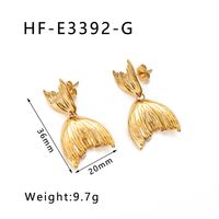 1 Pair Vintage Style Fish Tail Plating 304 Stainless Steel 18K Gold Plated Drop Earrings sku image 1