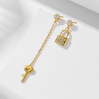 1 Pair Ig Style Sweet Key Lock Plating Inlay Sterling Silver Zircon 14k Gold Plated Rhodium Plated Drop Earrings main image 7