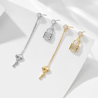 1 Pair Ig Style Sweet Key Lock Plating Inlay Sterling Silver Zircon 14k Gold Plated Rhodium Plated Drop Earrings main image 1