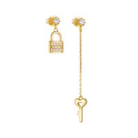 1 Pair Ig Style Sweet Key Lock Plating Inlay Sterling Silver Zircon 14k Gold Plated Rhodium Plated Drop Earrings main image 8