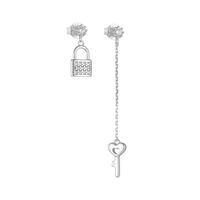 1 Pair Ig Style Sweet Key Lock Plating Inlay Sterling Silver Zircon 14k Gold Plated Rhodium Plated Drop Earrings main image 9